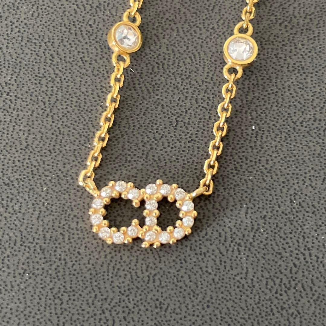 美品 Dior ネックレス Clair D Lune ラインストーン ゴールド