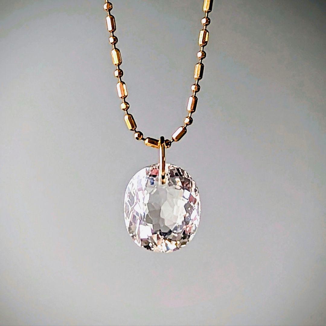 ♢N♢K18 モルガナイト 3.27ct ネックレスチャ―ム