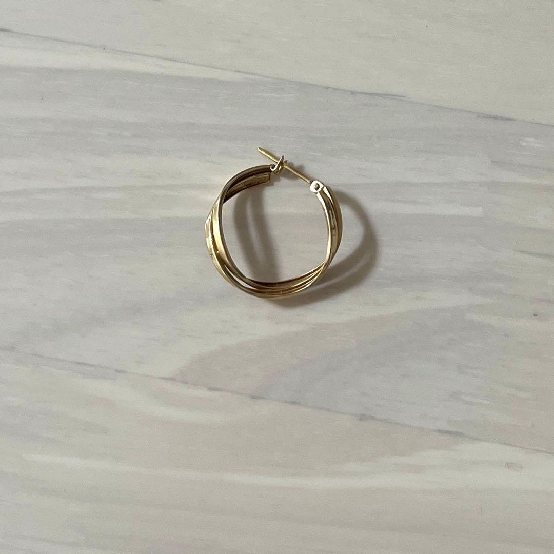 【片耳】　K18/K10 ヒネリツインフープピアスL(YG)