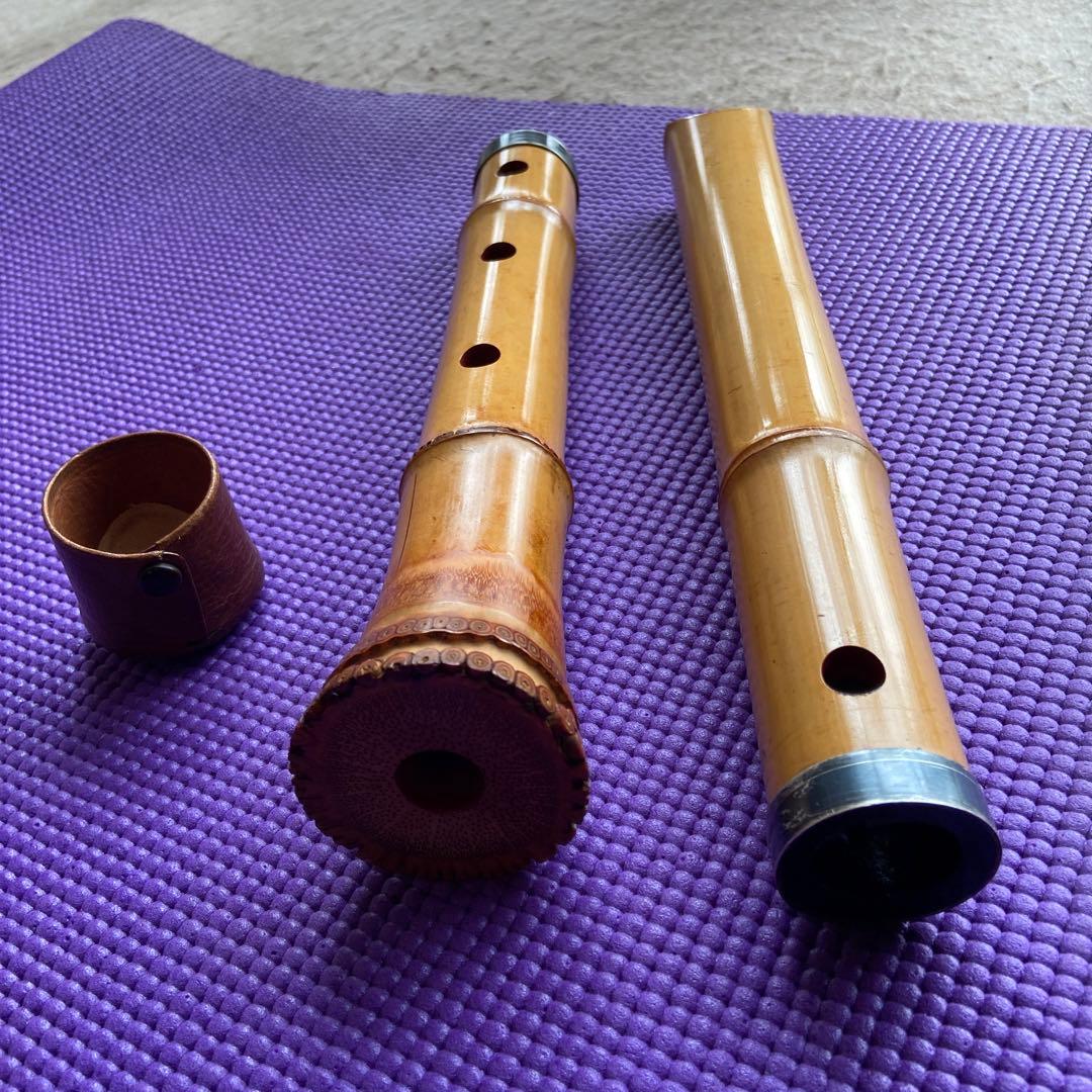 39 値下げ　尺八　一尺八寸管　唄口　白色　銘　保寿