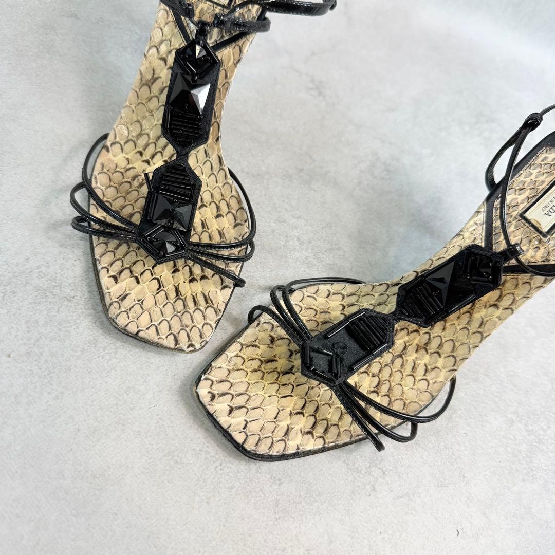 靴 Prada Python T-Strap Sandals 37 1/2