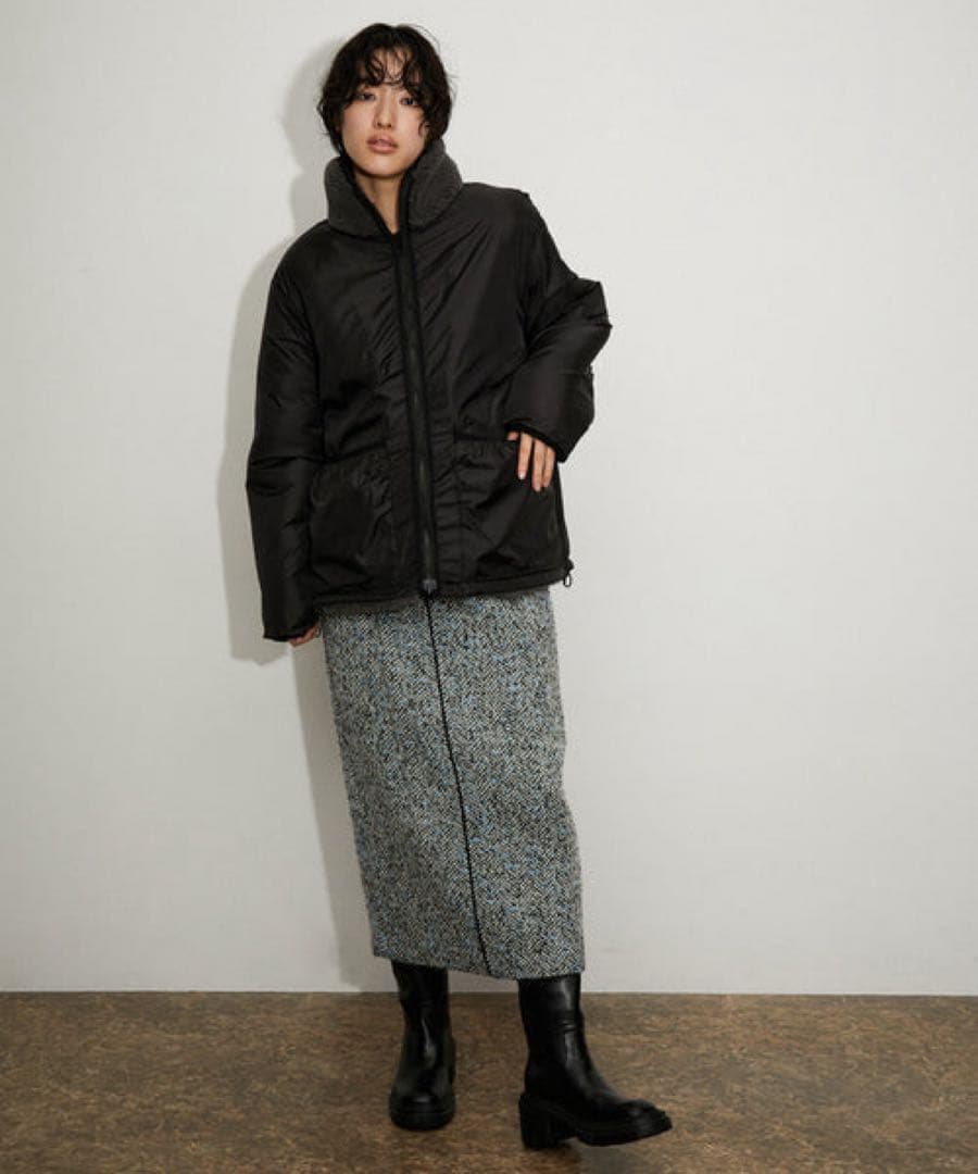 〈リバーシブル〉ボアZIPブルゾン　アダムエロぺ