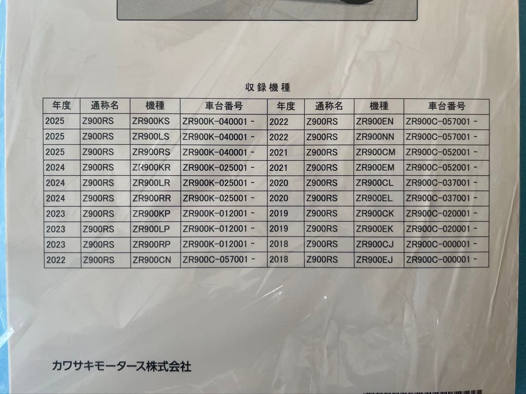 Z900RS サービスマニュアル　新品未使用 未開封品2018〜2025