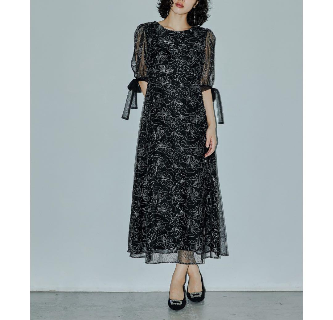 リボンディテールエンブロイダリードレス niana