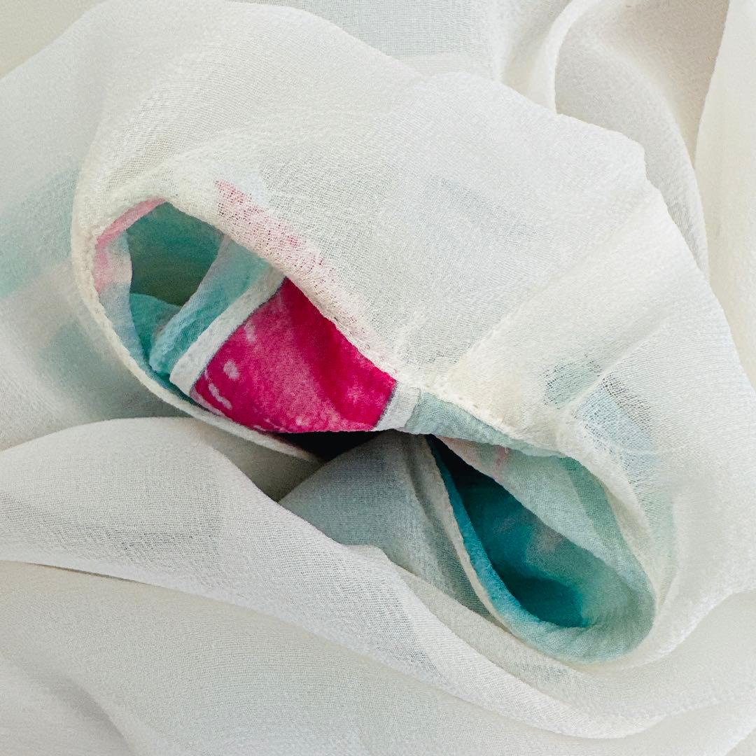 LEONARD レオナール　シルクシフォン　ロゴ入り　ノースリーブ　ワンピース