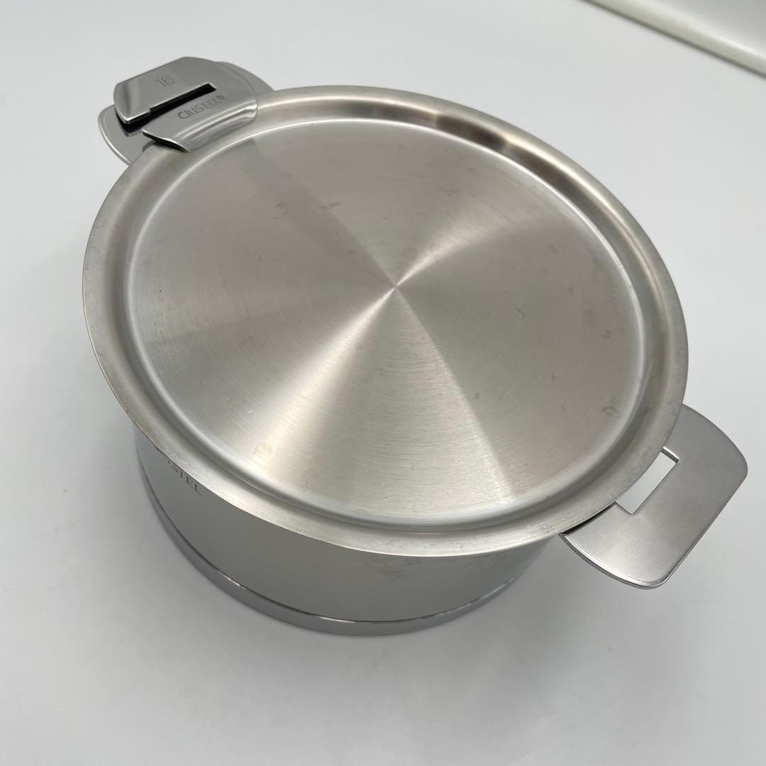 【美品】CRISTEL Lシリーズ 深鍋 16cm ステンレス蓋付き IH対応