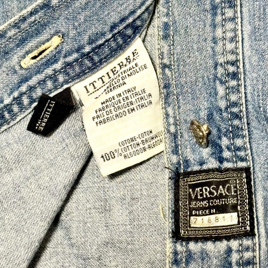 【極美品】ヴェルサーチジーンズクチュール　デニムシャツ　イタリア製　コットン　L