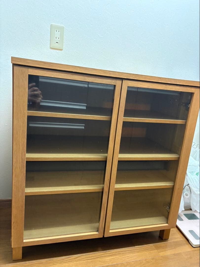 【送料込み】無印良品　木製食器棚（ガラス扉） 廃盤品