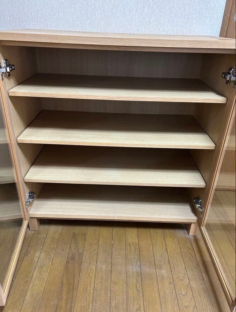 【送料込み】無印良品　木製食器棚（ガラス扉） 廃盤品