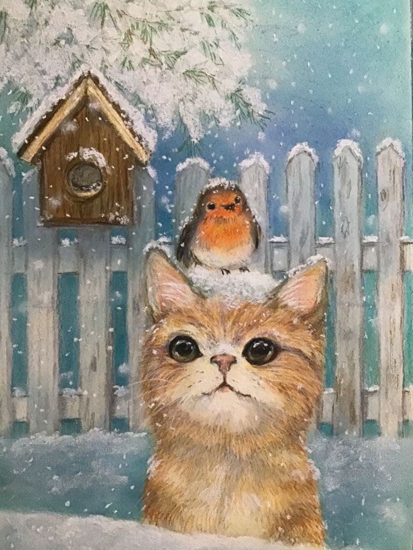 夏の水辺　ハンドメイドパステル画　絵画アート原画