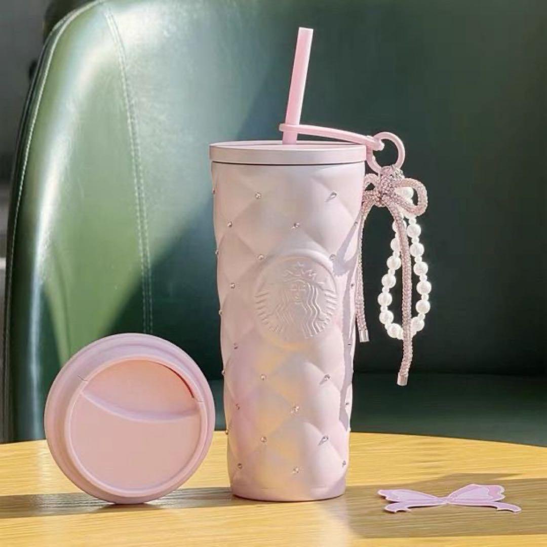 中国スターバックス　ステンレスタンブラー　ラインストーン　バレンタイン　チャーム