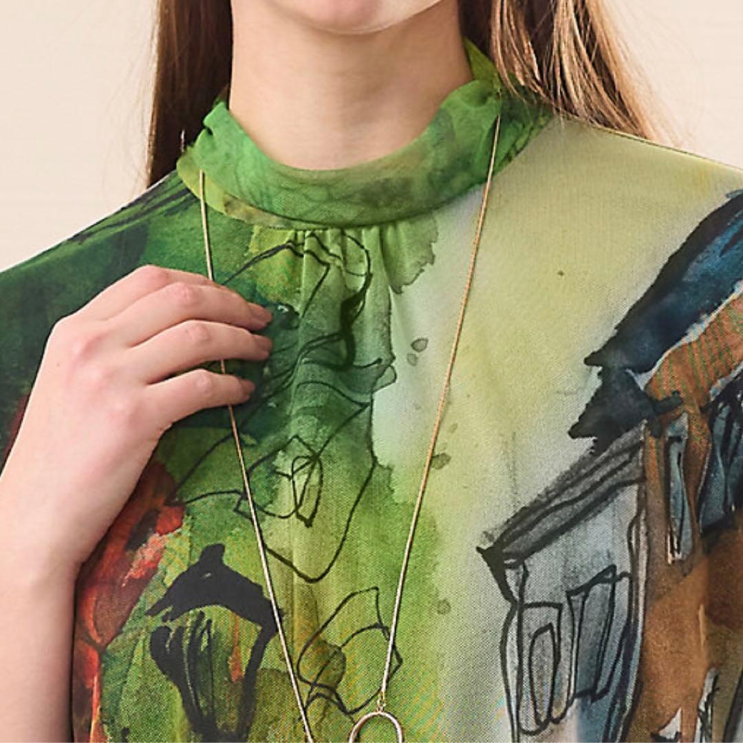 Liliane Burty イタリア製素材 チュールプリントチュニック 街並み柄