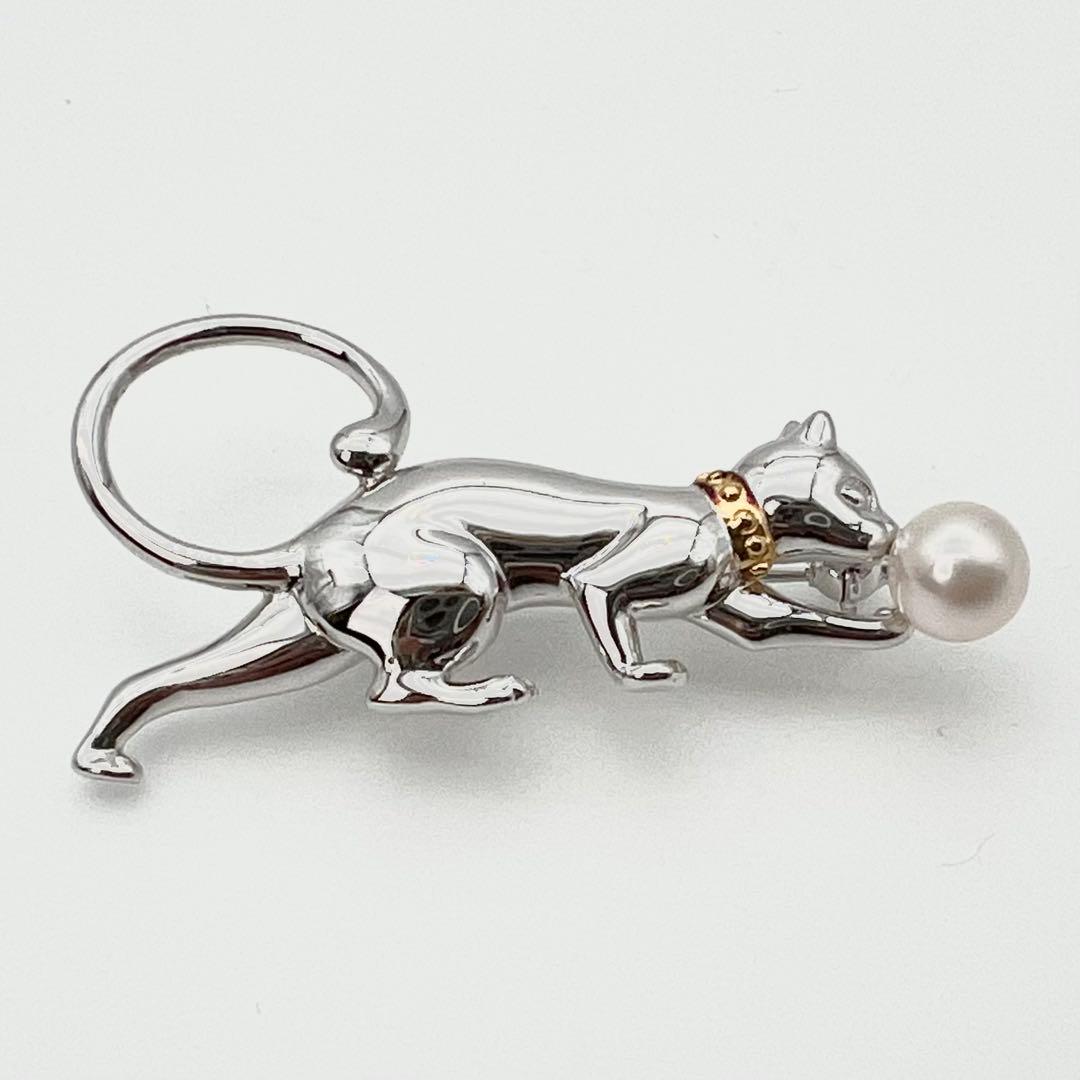 MIKIMOTO ミキモト ブローチ コサージュ パール 真珠 猫 キャット