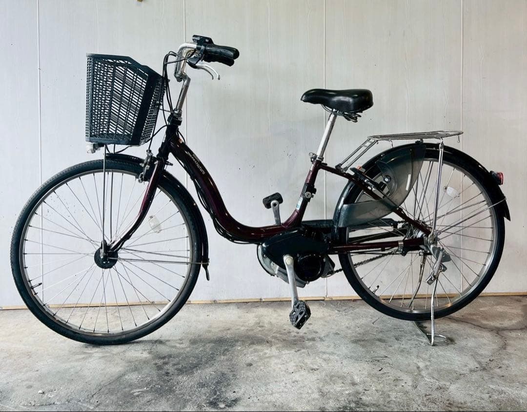 シティサイクル ワインレッド 前面バスケット付き