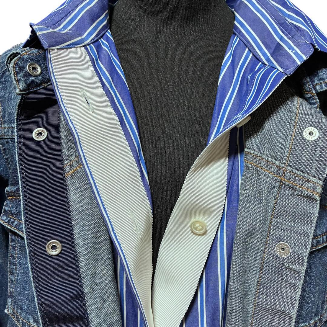 サカイ sacai ドッキング デニム シャツ ストライプ レディース F