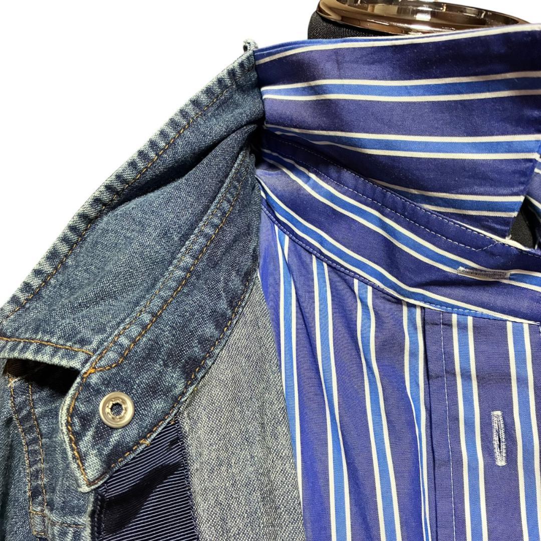 サカイ sacai ドッキング デニム シャツ ストライプ レディース F