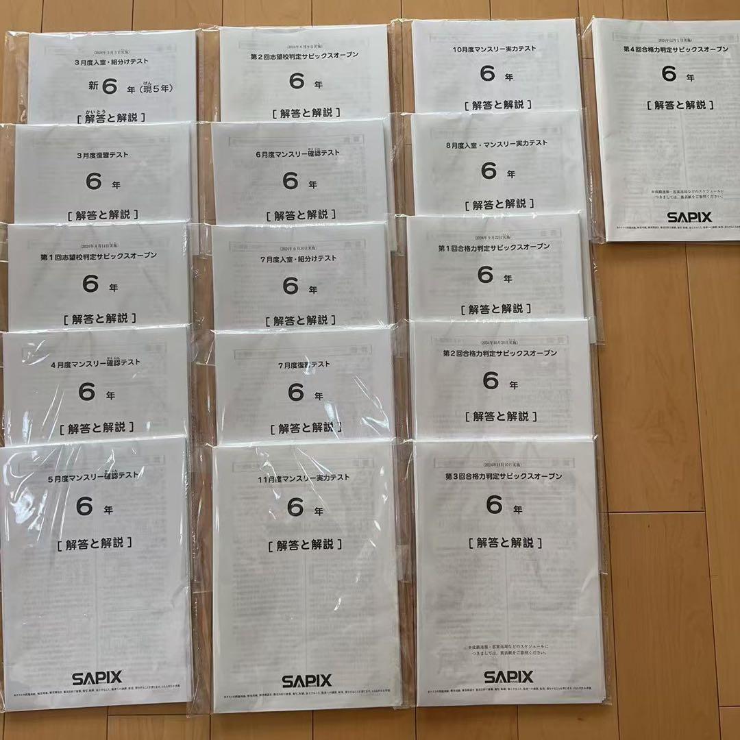 SAPIX サピックス 最新　6年生　2024 2025 一年間分テスト