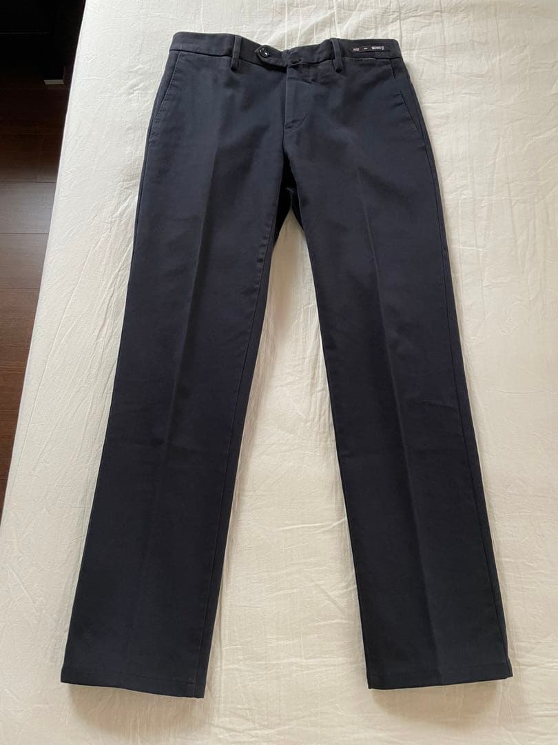 【美品】 PT01 コットンパンツ 46 ネイビー EVO FIT 秋冬