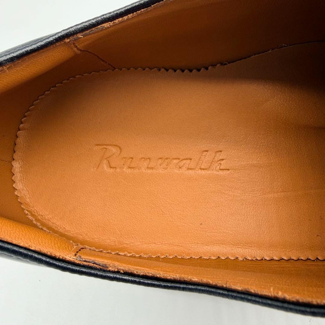 【展示品】アシックスランウォーク プレーントゥ 27cm ブラック 外羽根 革靴