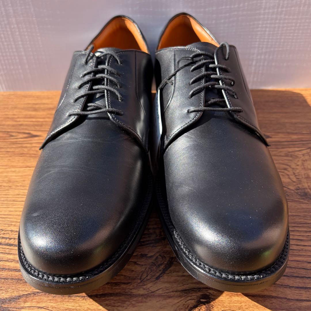 【展示品】アシックスランウォーク プレーントゥ 27cm ブラック 外羽根 革靴