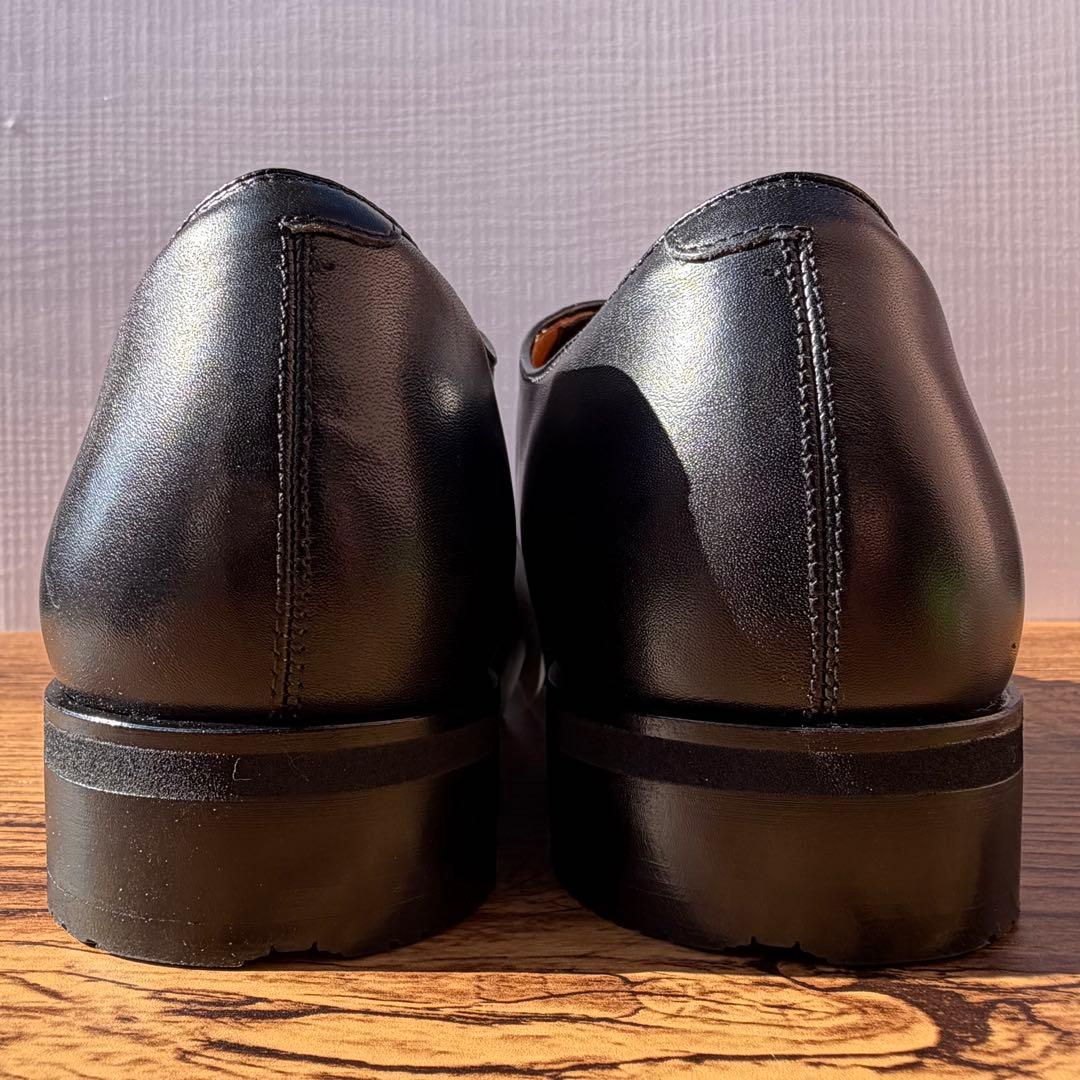 【展示品】アシックスランウォーク プレーントゥ 27cm ブラック 外羽根 革靴