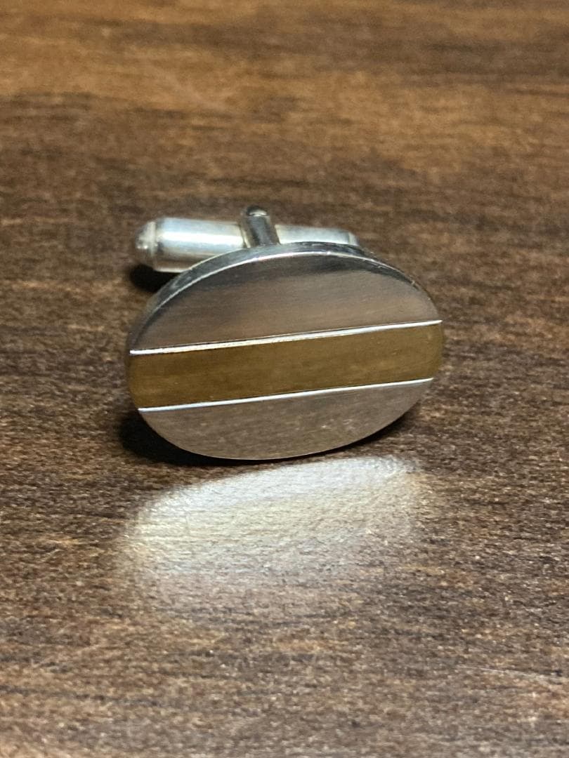 美品 ティファニー コンビ オーバル ラウンド ライン カフス 925 750