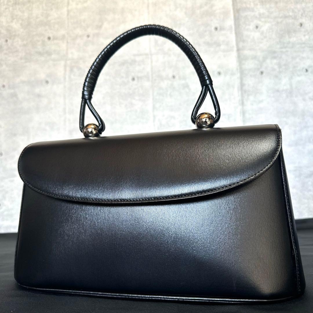 専用品HAMANO ロイヤルスタンド 黒 カーフレザー ハンドバッグ現行品