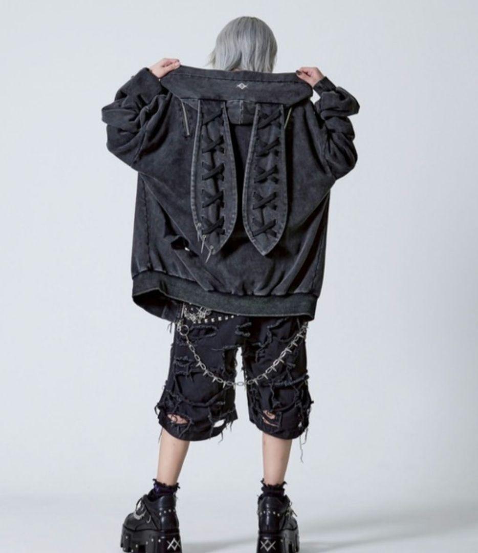 REFLEM レフレム うさ耳チェーン付きZIPパーカー　グレー