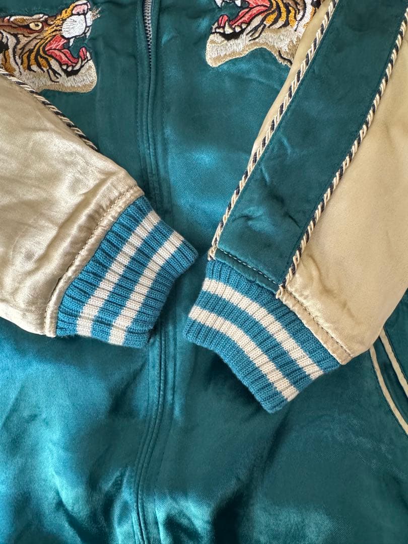 AVIREX 虎と桜刺繍のスカジャン ターコイズ リバーシブル 美品