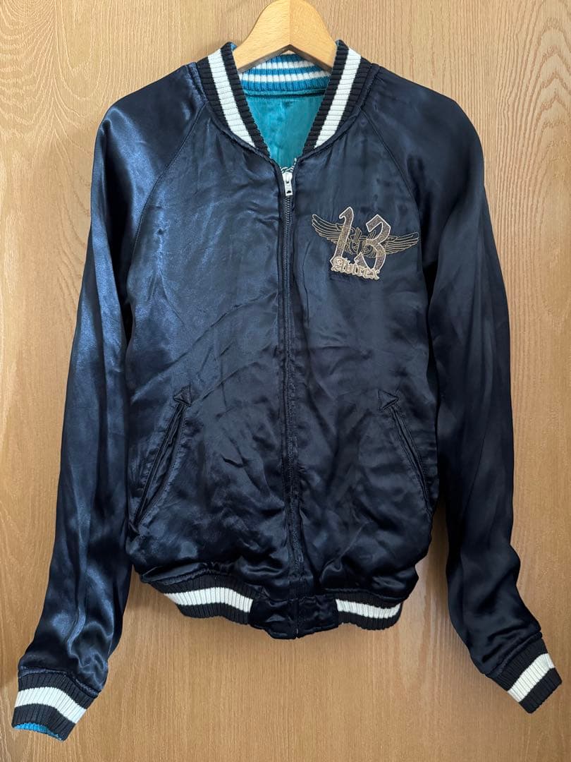 AVIREX 虎と桜刺繍のスカジャン ターコイズ リバーシブル 美品