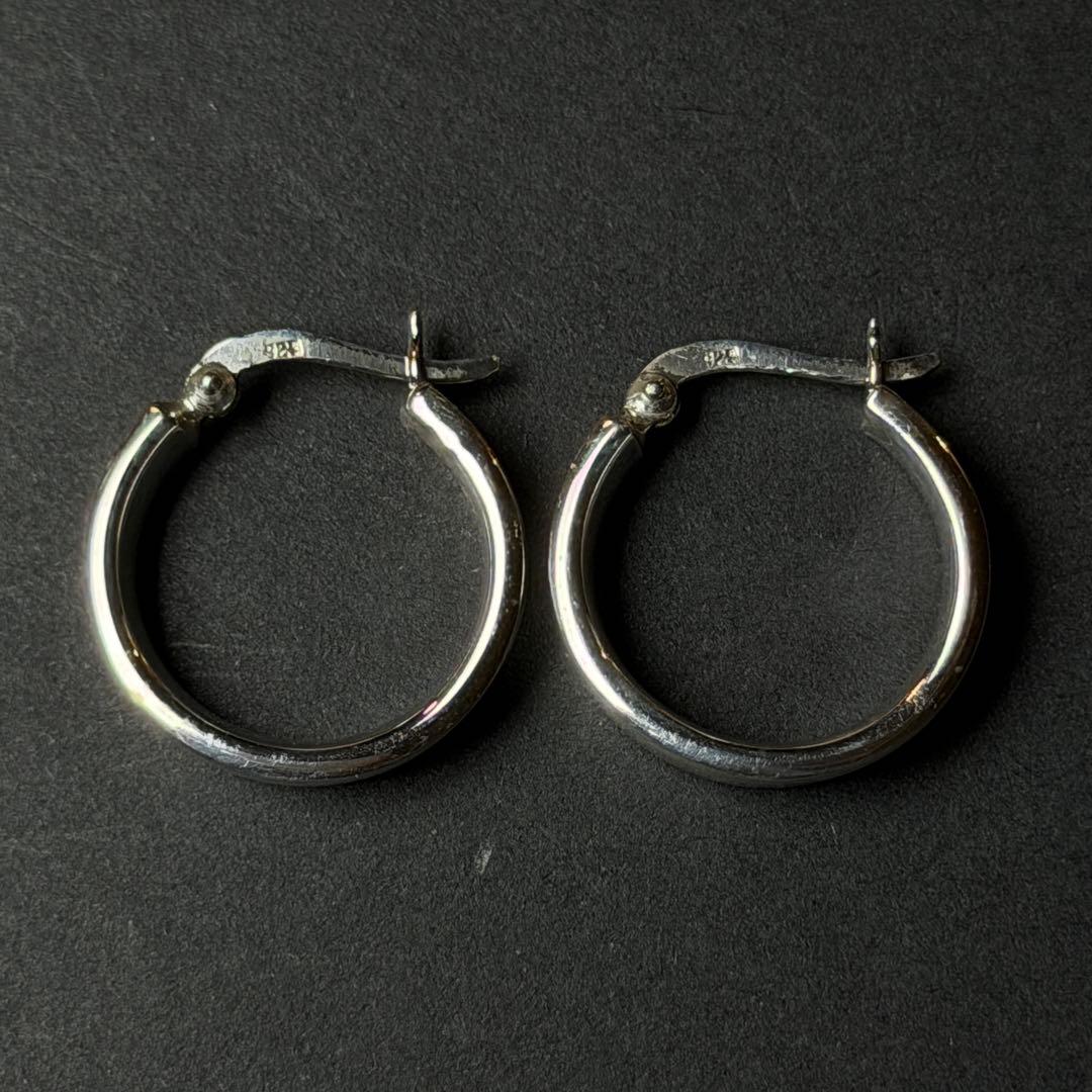 シルバー925 silver ワイドフープピアス/軽研磨仕上げ/両耳
