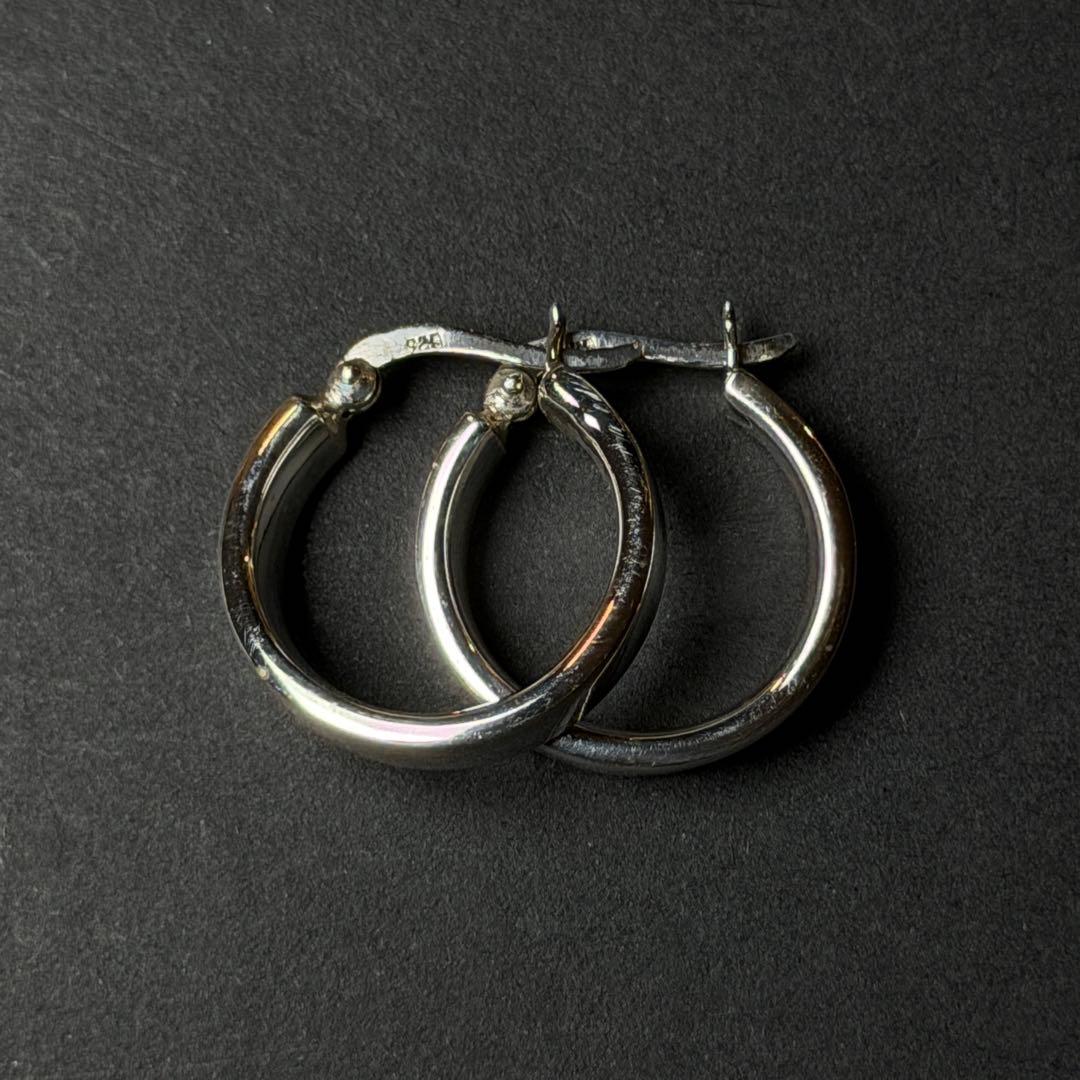 シルバー925 silver ワイドフープピアス/軽研磨仕上げ/両耳