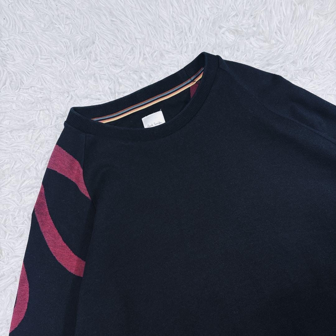 美品✨ポールスミス　スウェット　ビックロゴ　スリーブデザイン　黒　XL