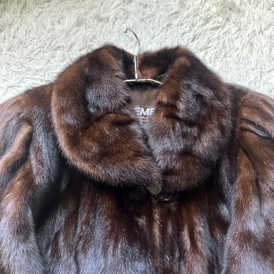総丈90cm 袖太デザイン デミバフミンク エンバ リアルファーコート 毛皮 艶