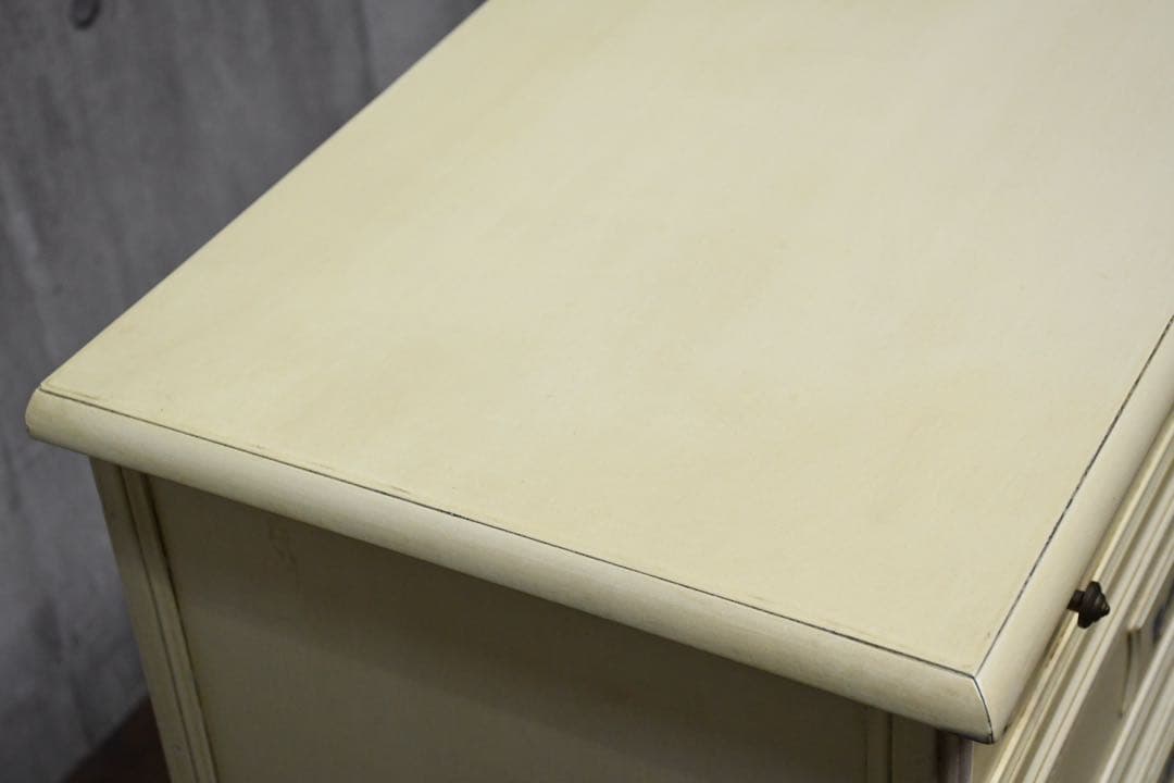 EFK19 アンティーク調 4段 サイドチェスト 勿忘草 わすれな草 ペイント