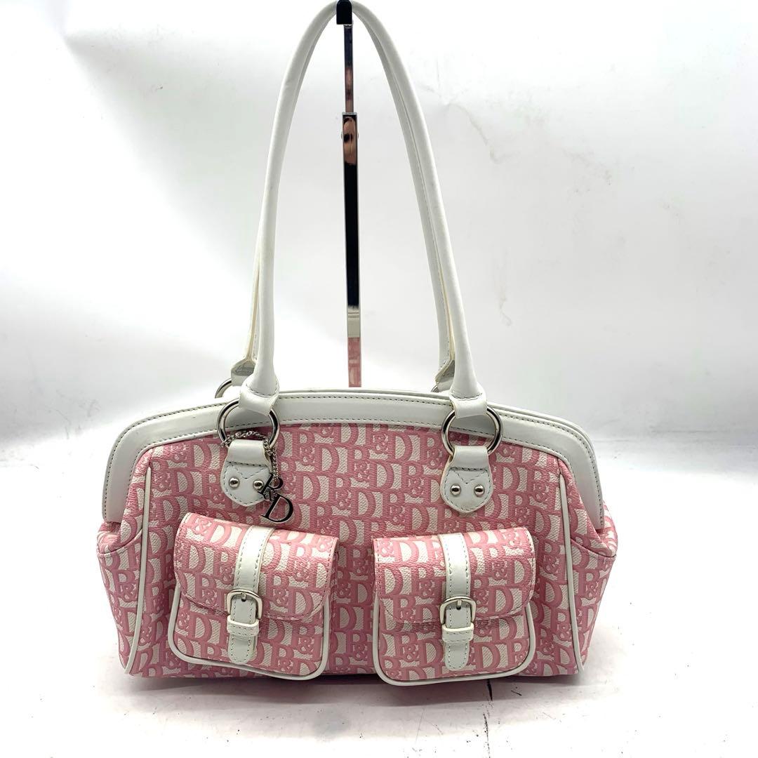 Pinky &Dianne トートバッグ　キャンバス　レザー　ピンク