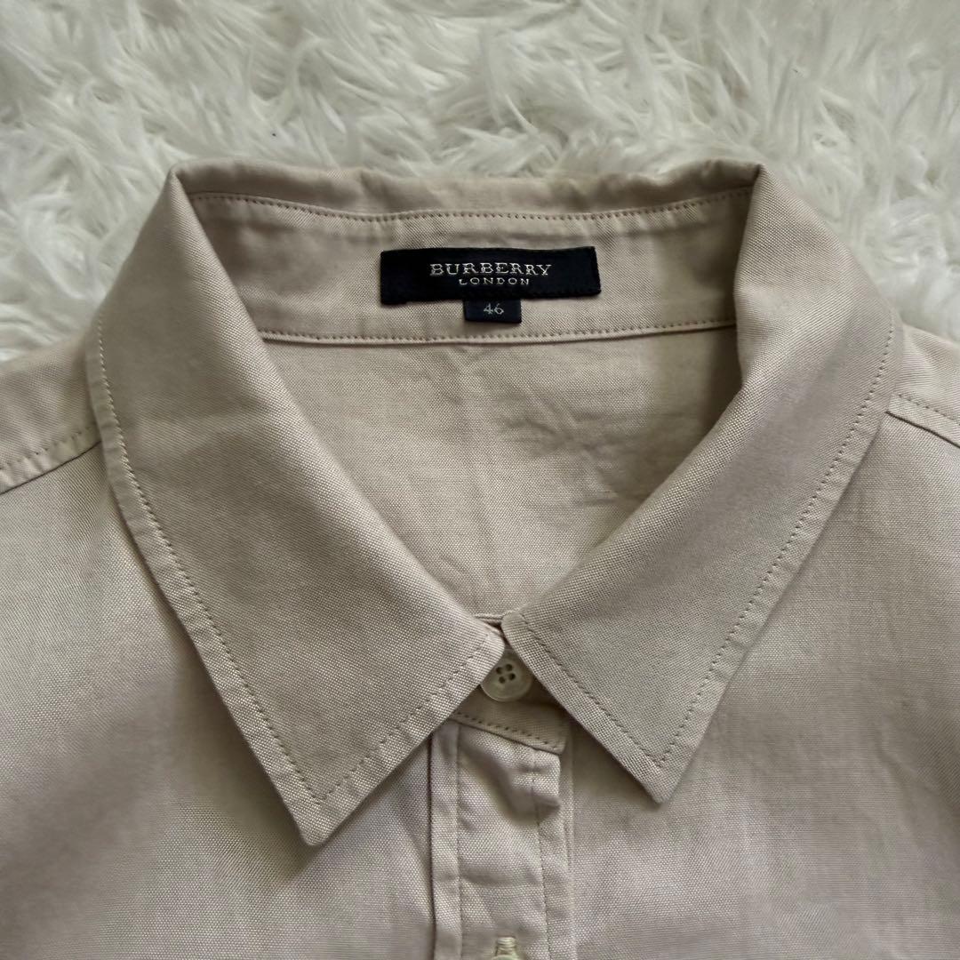 美品 BURBERRY バーバリー コットンシャツ ベージュ ノバチェック 46