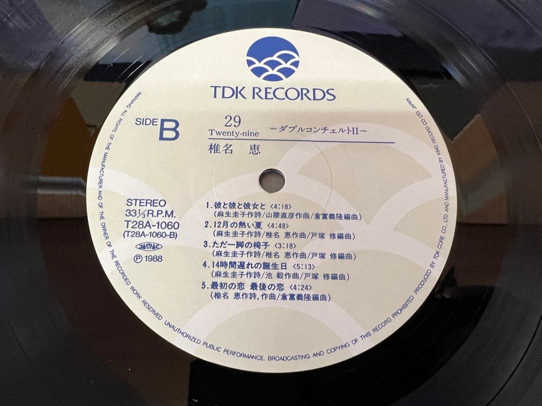 LP邦楽　椎名恵 29 Twenty-nine T28A-1060 帯付1988