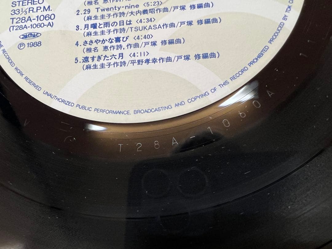 LP邦楽　椎名恵 29 Twenty-nine T28A-1060 帯付1988