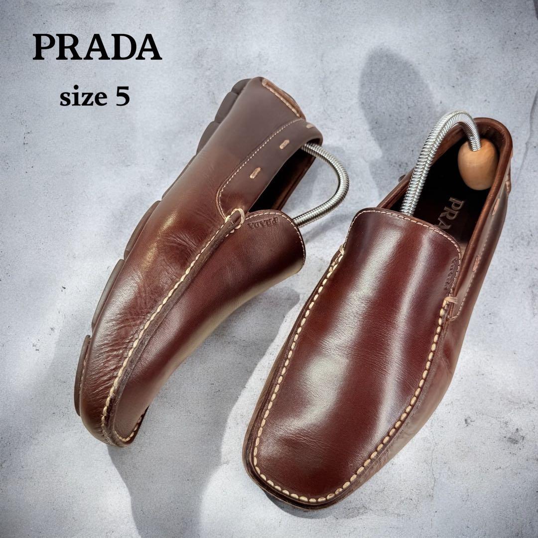 【極美品】PRADA ドライビングシューズ（5）モカシン　デッキシューズ　本革