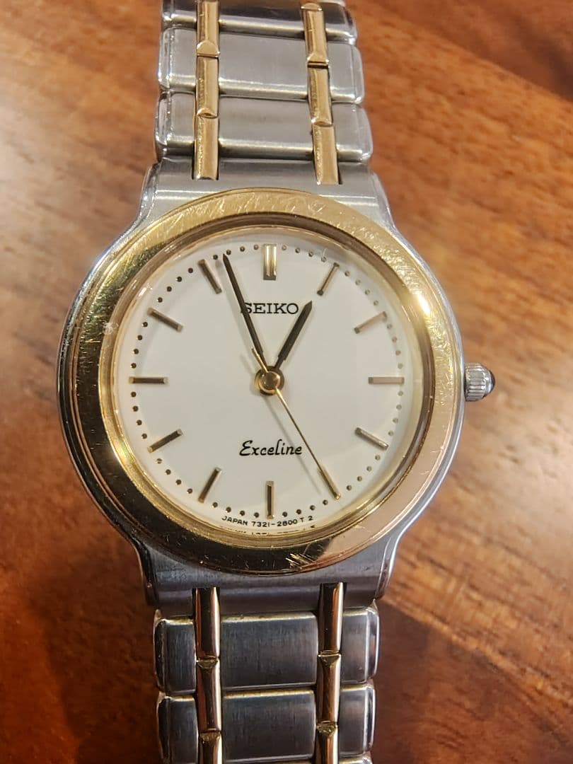 SEIKO Exceline 腕時計(クォーツ) ホワイト/ゴールド 18KT