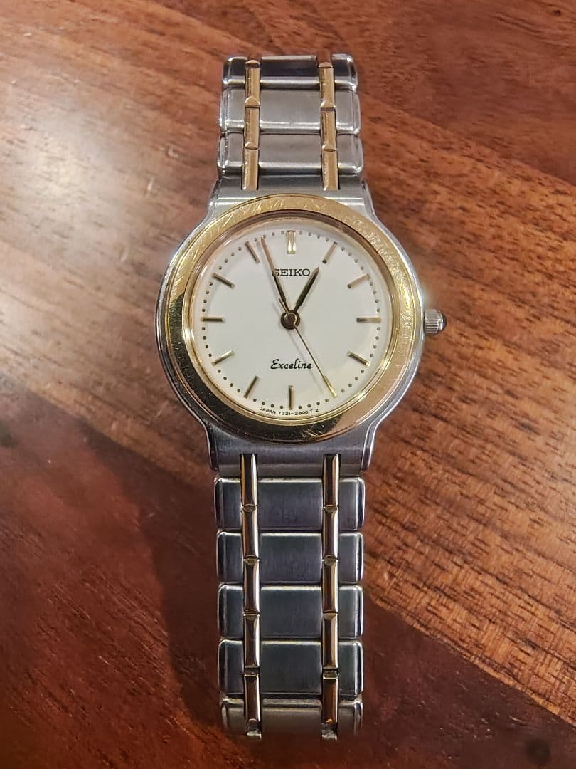 SEIKO Exceline 腕時計(クォーツ) ホワイト/ゴールド 18KT