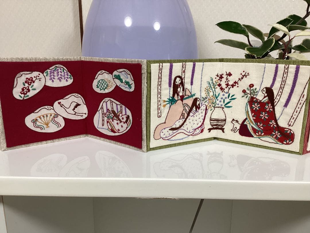 超レア★ フェリシモ◆風流にめぐる季節刺しゅうミニ屏風 12ヶ月完成品◆石井寛子