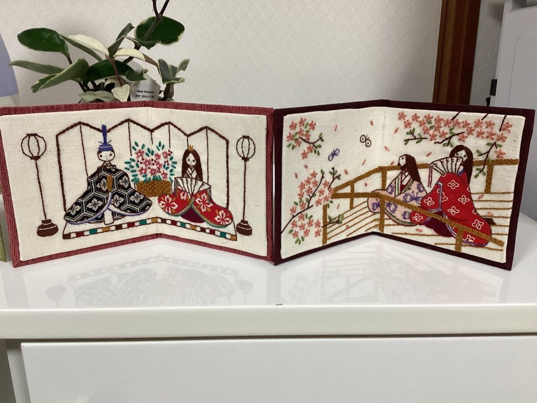超レア★ フェリシモ◆風流にめぐる季節刺しゅうミニ屏風 12ヶ月完成品◆石井寛子