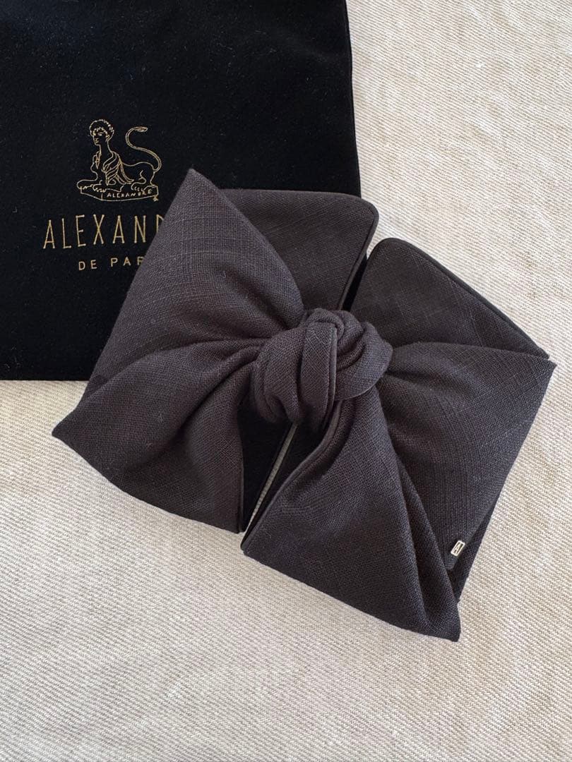や*し様 Alexandre de Paris リネン　リボン　バレッタ　黒