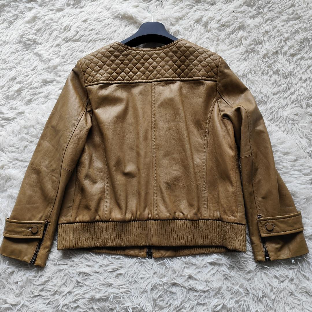 美品！23区 希少サイズ 48 5Lレザージャケット ブルゾン ラムレザー 茶