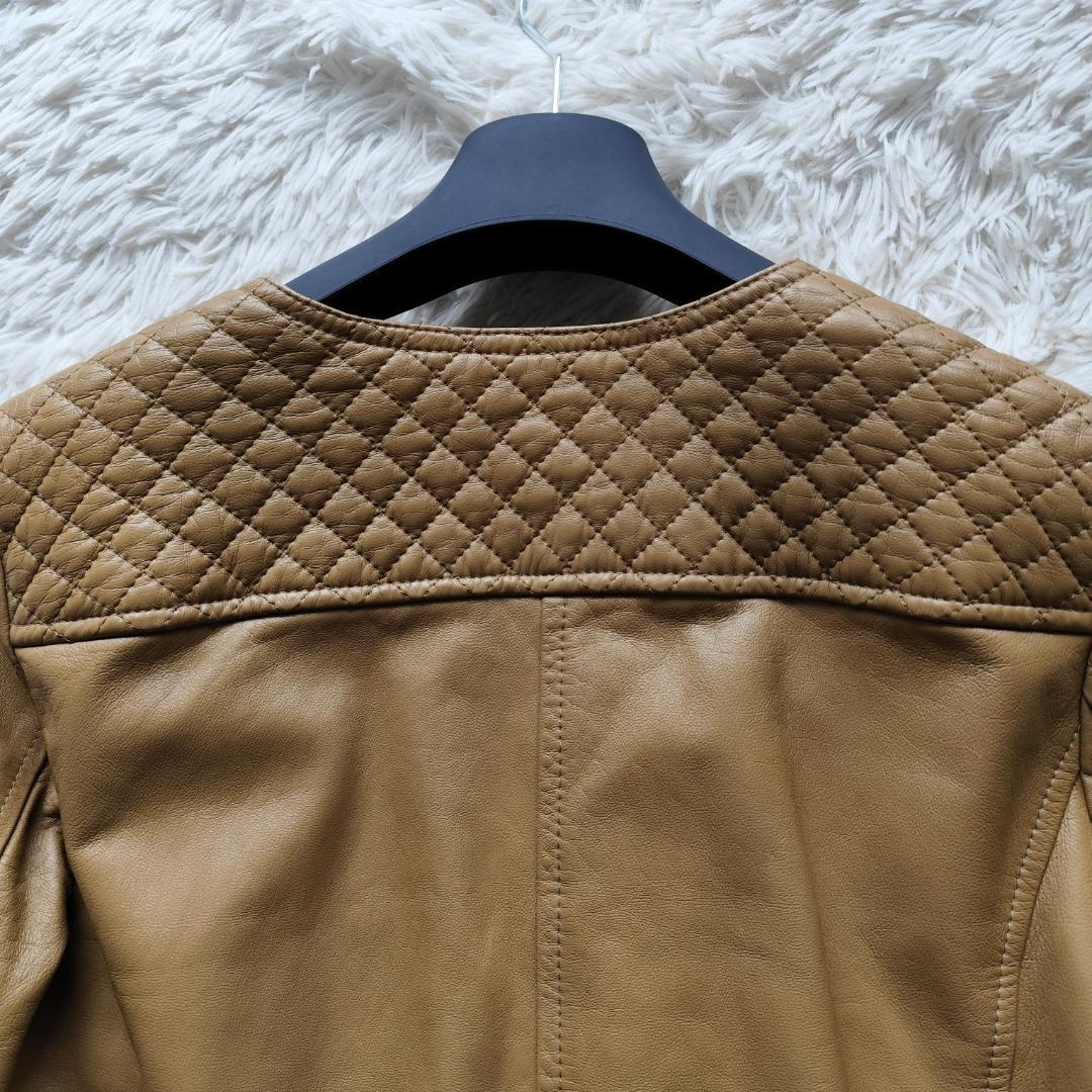 美品！23区 希少サイズ 48 5Lレザージャケット ブルゾン ラムレザー 茶