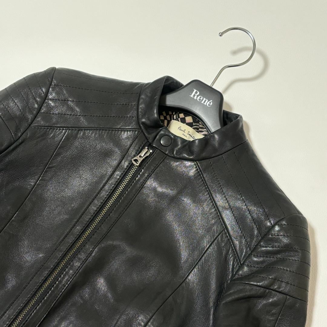 【希少】ポールスミス ライダースジャケット 羊革 ノーカラー L シングル