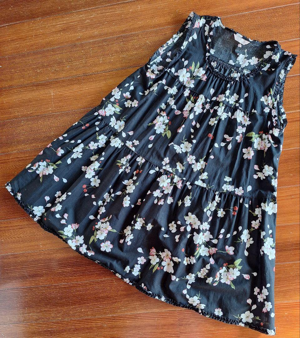 ピンクハウス　桜とチェリー柄チュニック　クロ