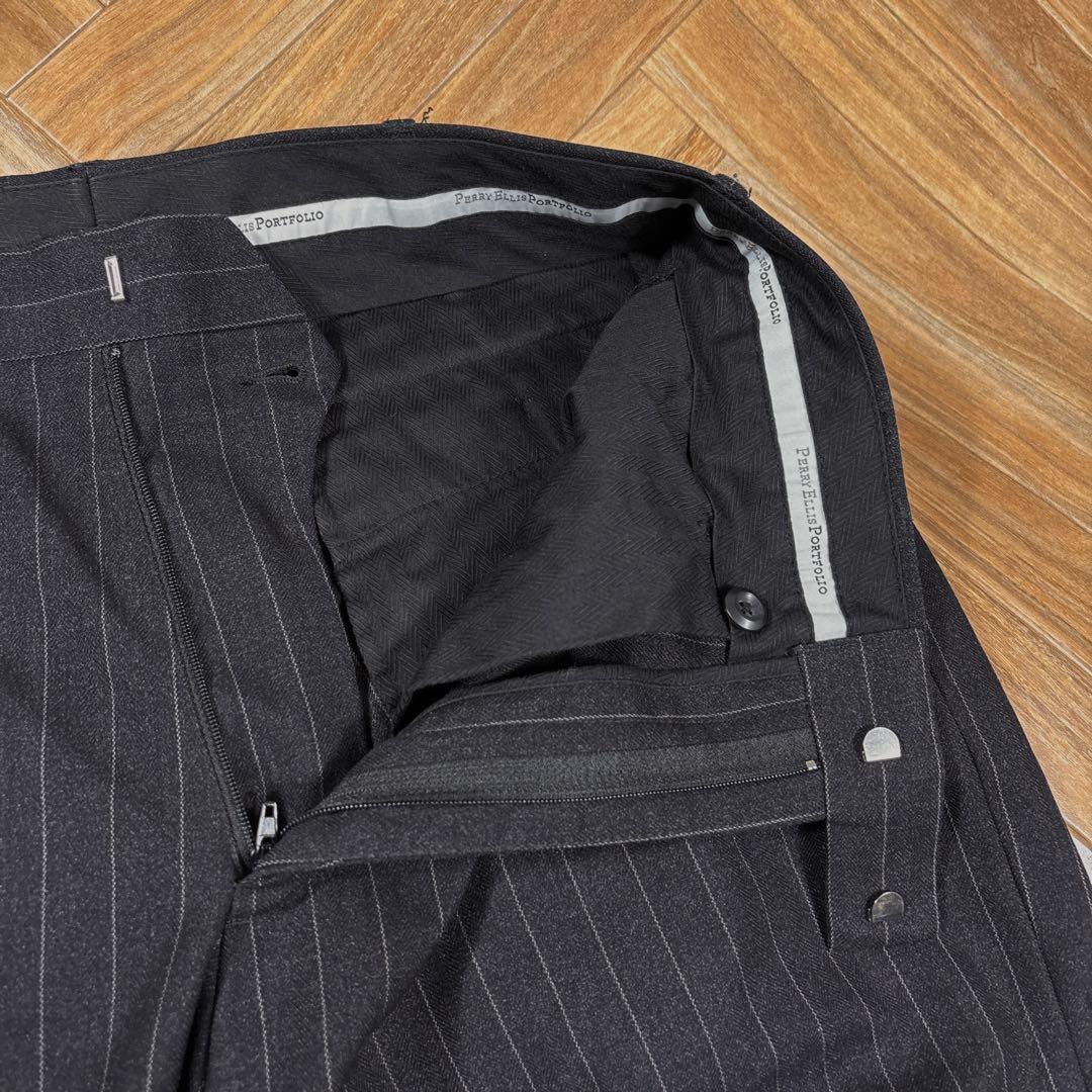 W32L30 ペリーエリス スラックス ピンストライプ ブラック